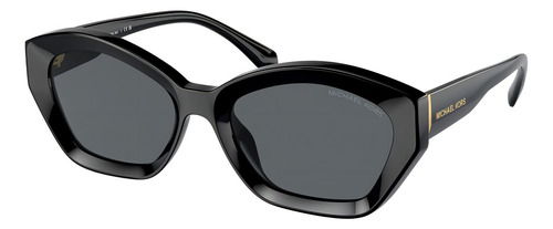 Óculos de sol Michael Kors Sol Bel Air M, cor preta com moldura injetada padrão - Mk2209