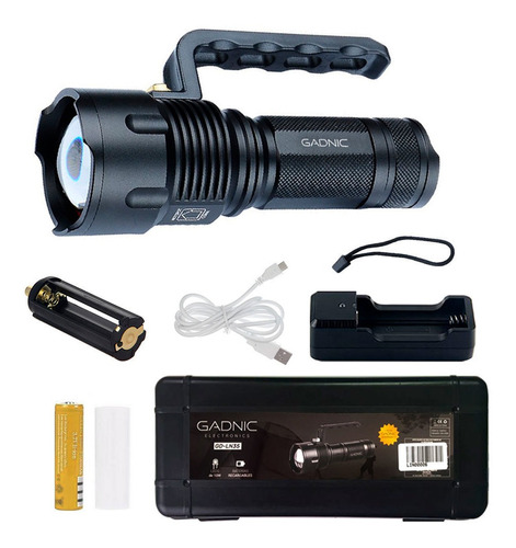 Linterna Tactica Led Gadnic 15000 Lumenes + Estuche