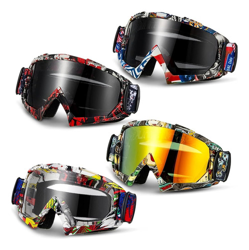 ~? Tallew 4 Pares Dirt Bike Goggles Motorcycle Goggles Motoc