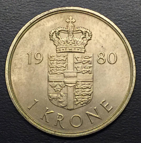 Din030 Moneda Dinamarca 1 Krone 1980 Au-unc Ayff