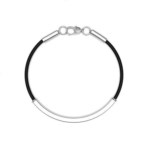 Imagen 2 de 10 de Pulsera Piel Negra Y Plata .925 Para Hombre Agálea Joyería