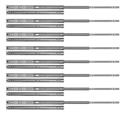 Kit 16 Corrediças Telescópicas 50cm 25kg Para Gaveta 8 Pares