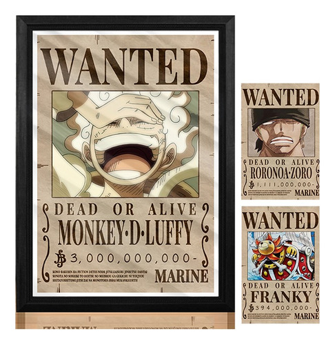 20 Poster De One Piece Wanted Recompensa Actualizada 33x48cm