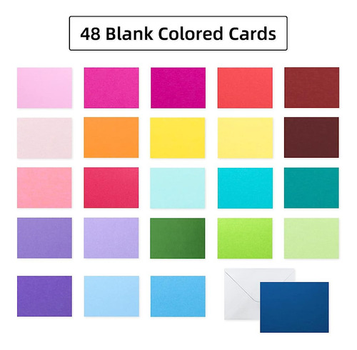 48 Pack En Blanco Tarjetas Coloridas Y Sobres 5 X 7 Tarjetas