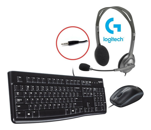Kit Teclado Y Mouse Logitech Mk120 + Auricular Con Mic H111