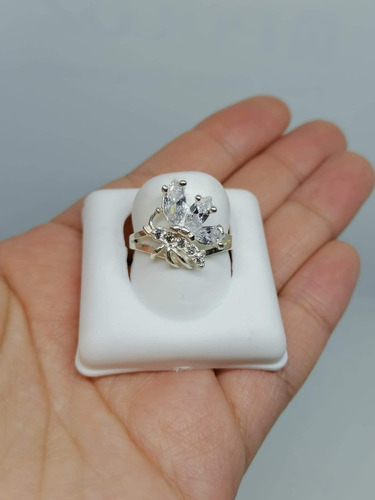 Anillo De Dama Mariposa Zirconia De Plata 925 Garantizada 