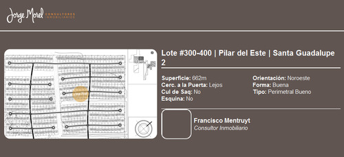 Lote Perimetral Bueno #300-400 - Pilar Del Este - Santa Guadalupe 2 - 662m2 #id 14589