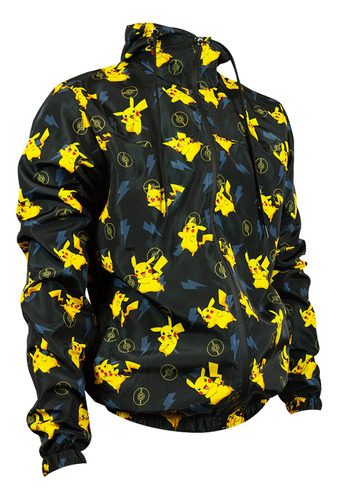 Chamarra Rompevientos Para Hombre Con Gorro Pikachu
