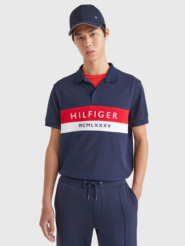 Polo Chest Logo Regular Fit Hombre Tommy Hilfiger Azul