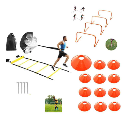 Kit De Entrenamiento Cono+escalera+paracaída/agilidad/futbol