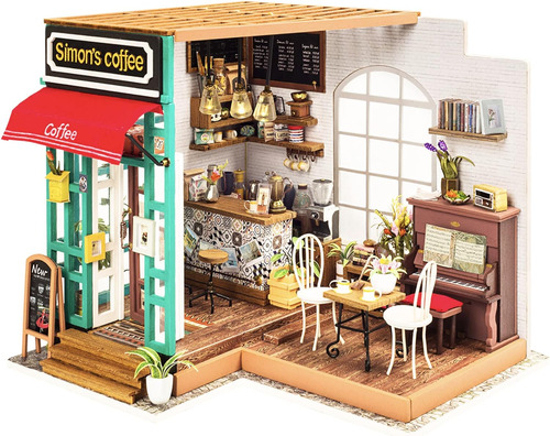 ~? Robotime 3d Diy House Kit Cafe House Con Modelo De Luz Le