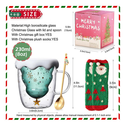 Bz1 Tazas Lindas Taza De Café De Navidad Tazas De Cristal De