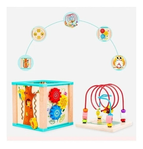 Imagen 3 de 10 de Juguete Cubo De Madera Puzzle Laberinto Didáctico Montessori