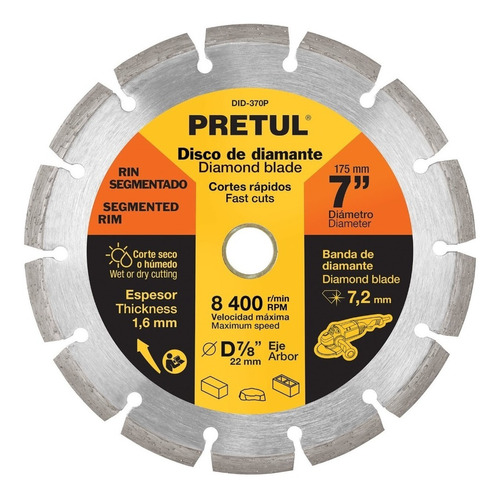 Disco Diamante, Rin Segmentado, 4-1/2', Pretul Pretul 27032