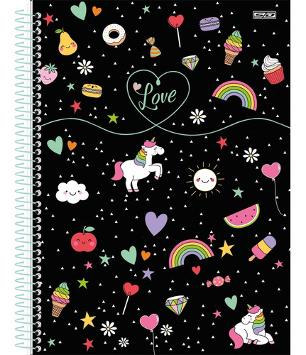 Caderno Universitário C.d 1 Matéria Love 80 Fls - Sd