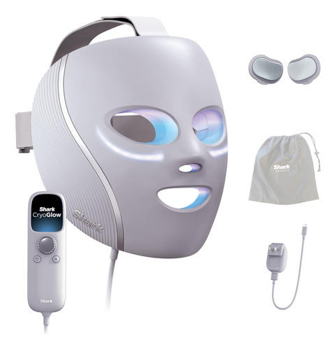 Máscara Facial Led Shark Cryoglow Com Lilás Refrescante Sob