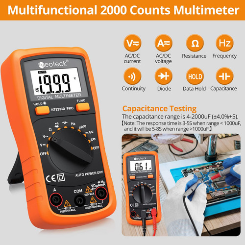 Multímetro Digital Neoteck 8233d Pro 2000 Recuentos Lcd