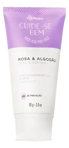 Antitranspirante Em Creme Cuide-se Bem Rosa E Algodão 80g