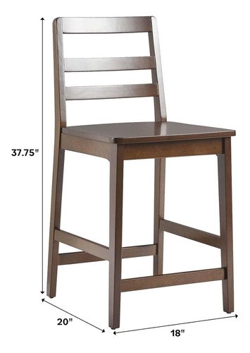 Taburete Moderno De Madera Maciza, Color Nogal