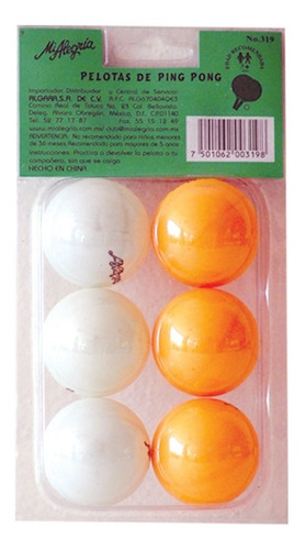 Imagen 1 de 1 de Juego De 6 Pelotas De Ping Pong