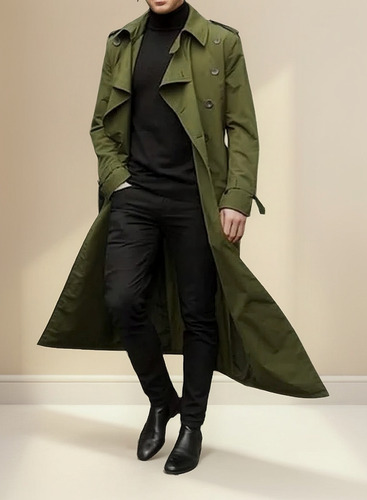 Abrigo Largo De Poliéster Para Hombre Otoño Invierno