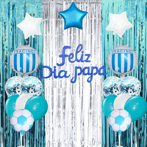 Combo Globos Dia Del Padre Kit Deco Festejo Papá Racing Celeste Racing