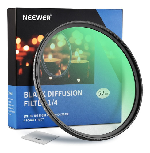Neewer 52mm Negro Difusión 1/4 Filtro Mist Dreamy Cinematic