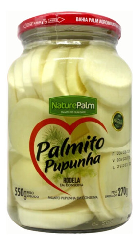 Palmito Pupunha Rodela Em Conserva Premium Naturepalm 550g