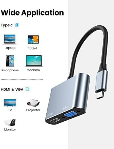 Imagen 3 de 7 de Adaptador - Usb-c A Hdmi 4k 30hz Y Vga 1080p 60hz