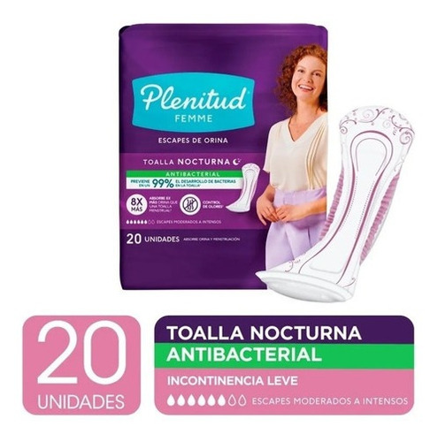 Plenitud Femme Toalla Nocturna 20 Unidades