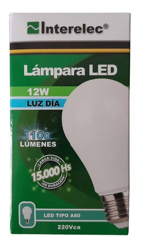 Lampara Led Bulbo Interelec 12w Luz Fría X50 