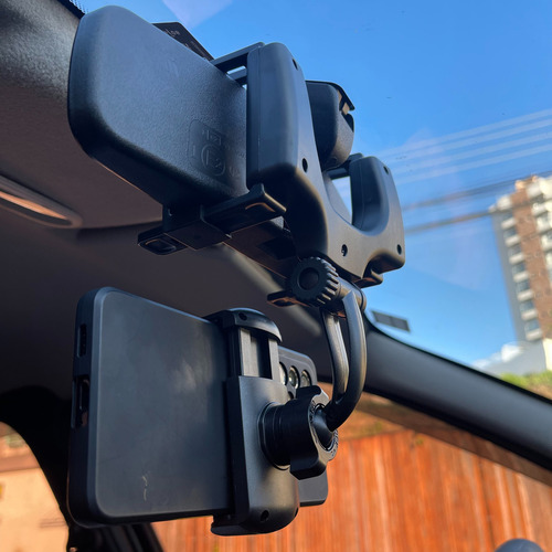 Soporte universal para teléfono celular con soporte retrovisor, color negro