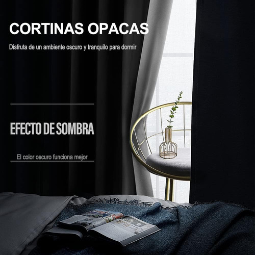 2 Cortinas Blackout Con Aislamiento Térmico Impermeable Gris