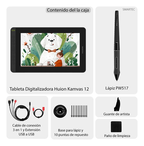 Tableta Gráfica Digitalizadora Pantalla Huion Kamvas 12 2021