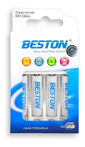 Cargador Beston Con Baterías Recargables Aaa 4x1100mah*itech