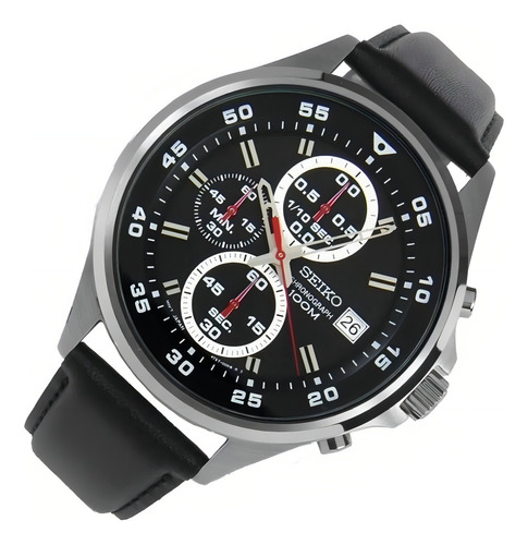 Relógio de malha de couro com cronógrafo Seiko SKS635p1 | Casiocentro