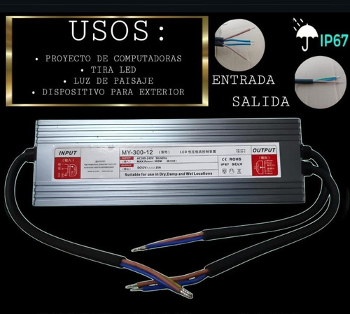 Fuente Conmutada De Poder 12v 300w 25a Exterior Ip67