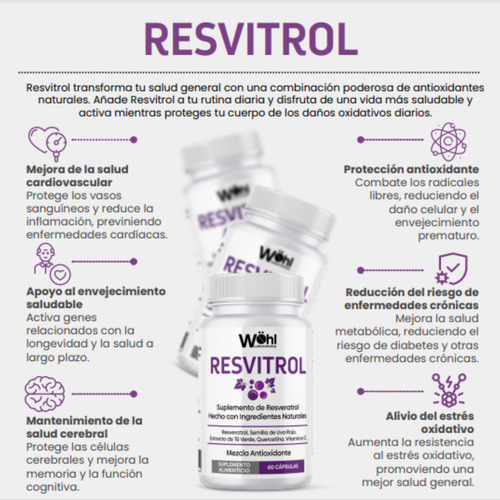 Pack 6 Resvitrol Laboratorios Wöhl Resveratrol Premium Poder Antioxidante