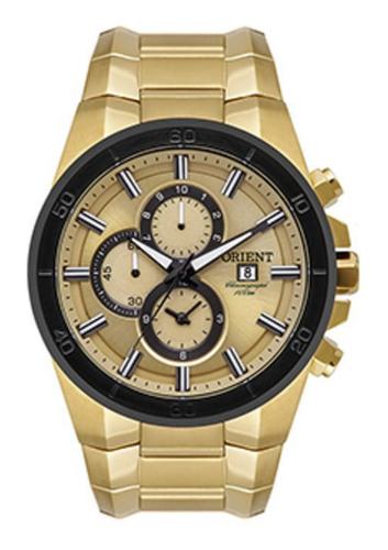 Relógio Orient Masculino Dourado Cronógrafo Mgssc050 C1kx