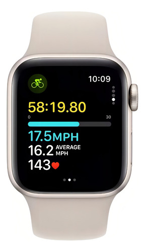 Apple Watch SE GPS • Caixa estelar de alumínio – 40 mm • Pulseira esportiva estelar – P/M - Distribuidor Autorizado