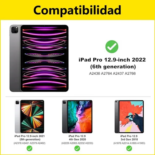 ' 3 Pzas Mica Cristal Templado For iPad Pro 12.9 2018 A 2022