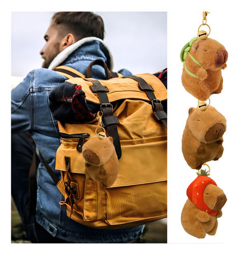 7 Piezas, Llavero De Peluche De Capibara, Colgante De Mochila De Tortuga Marina De 14 Cm