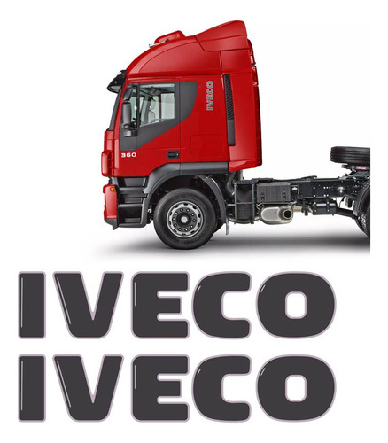 Par De Emblemas Iveco Stralis 2010 Adesivo Resinado Lateral