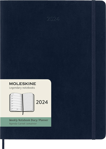 Agenda Semanal Moleskine 2024 Tapa Blanda Azul-xl