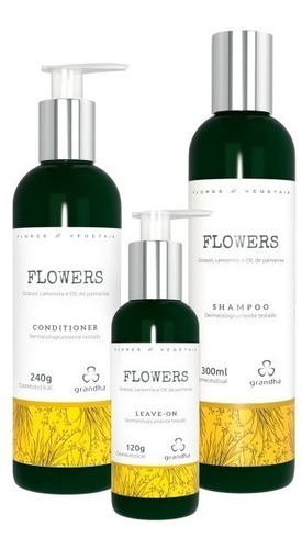 Kit Grandha Flowers Cabelos Finos Shampoo Condicion Leave-on