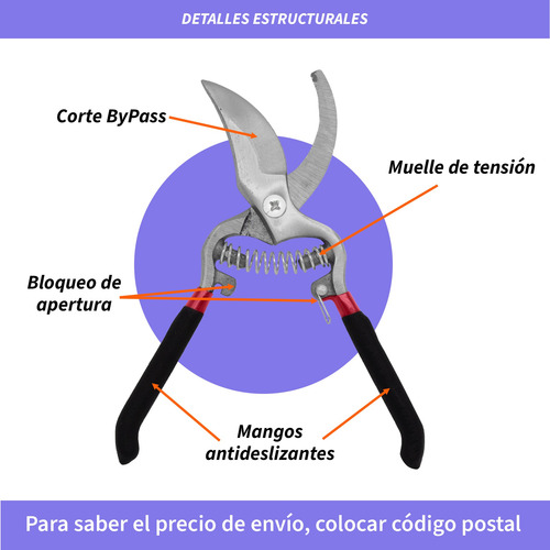 Tijeras De Podar Bypass Acero Para Ramas Negro