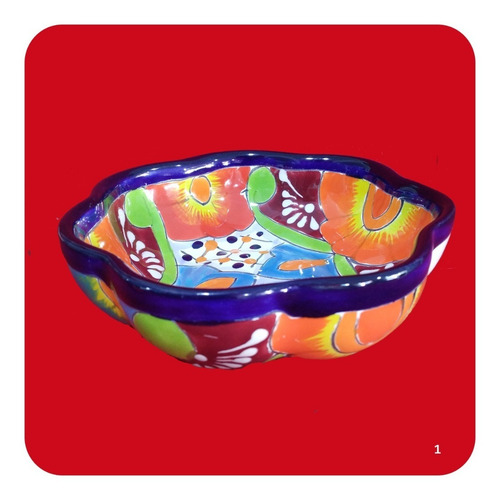 Tazón Calabaza De Cerámica Tipo Talavera 16 Cm 400 Ml 1 Pza