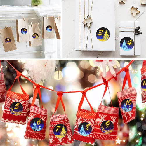 6 Hojas De Pegatinas Decorativas Con Números De Navidad Para