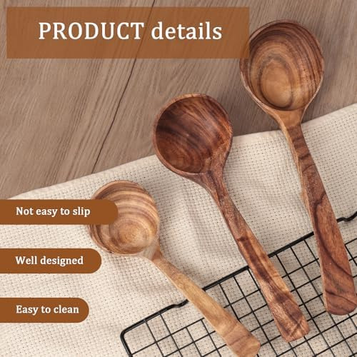Juego De Cucharones De Madera De 3 Piezas, Cucharas De Cocin