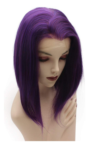 Iwonawig Peluca De Encaje Frontal Estilo Bob (morado Rojo)